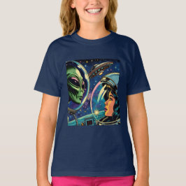 Camiseta Astronauta feminino encontra Alienígena extraterre