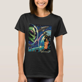 Camiseta Astronauta feminino encontra Alienígena extraterre