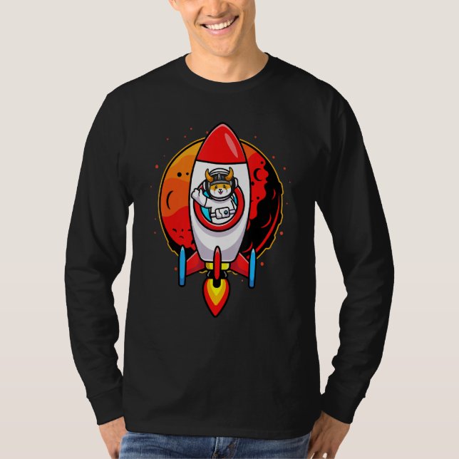 Camiseta Astronauta Floki Inu Moin Para O Token Cripto Da L (Frente)