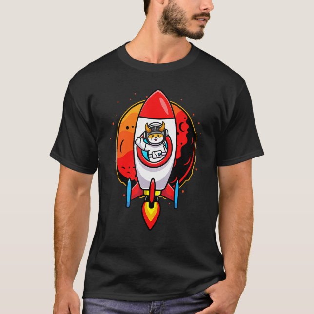 Camiseta Astronauta Floki Inu Moin Para O Token Cripto Da L (Frente)