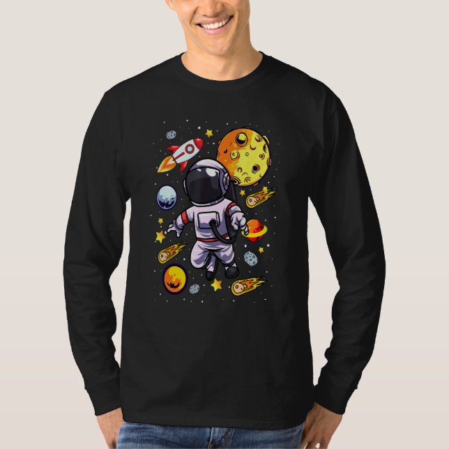 Camiseta Astronauta Flutua Sozinho Através Do Espacial Soli (Frente)