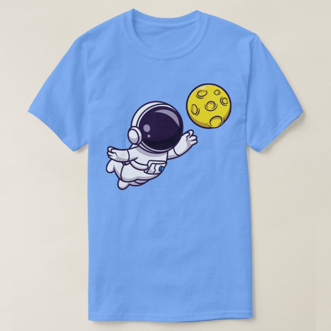 Camiseta Astronauta Flutuando com Cartoon Lua (Frente do Design)