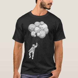 Camiseta Astronauta Flutuante Com Balões De Planeta Desenha