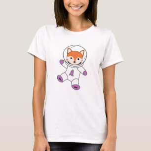 Camiseta Astronauta Fox Orange Cute Animais Terra Marte