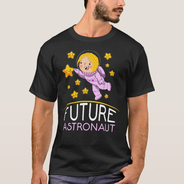 Camiseta Astronauta Futuro Com Design Planetas Presente Par (Frente)