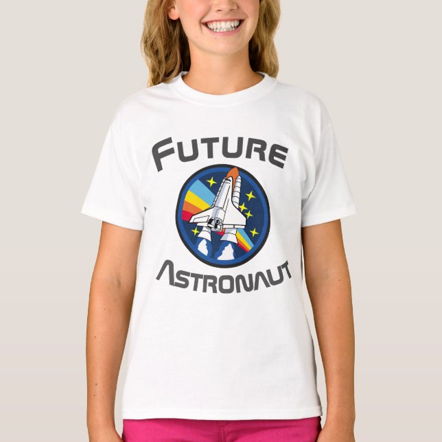 Camiseta Astronauta Futuro, PEDRA de Energia para Meninas,  (Frente)