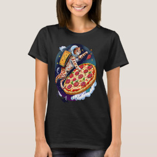 Camiseta Astronauta Galáxia do Cat Pizza Space Pizza Surfin