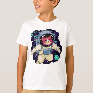 Camiseta Astronauta Gato Colorido