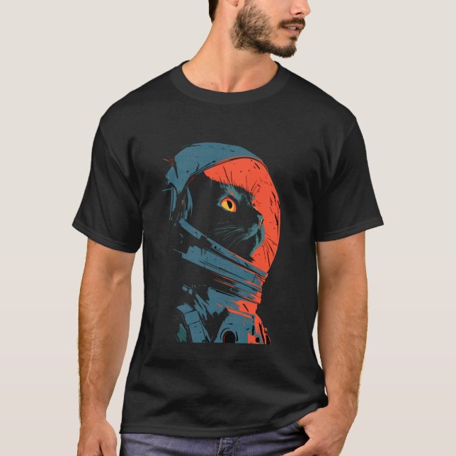 Camiseta Astronauta Gato Elegante (Frente)