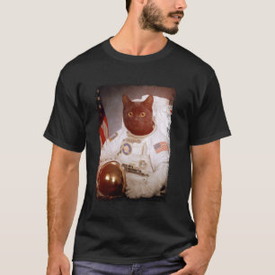 Camiseta Astronauta Gato Engraçado Missão Espacial da Lua