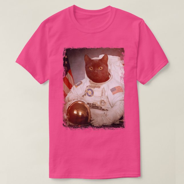 Camiseta Astronauta Gato Engraçado Missão Espacial da Lua (Frente do Design)