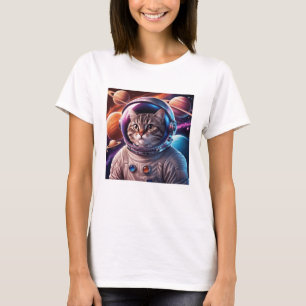 Camiseta Astronauta Gato Engraçado No Espaço