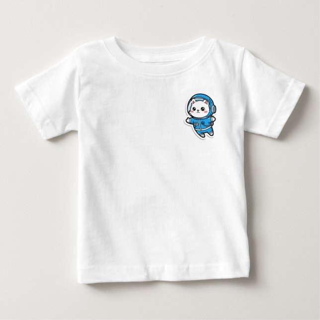 Camiseta Astronauta Gato Fofo Kawaii Para Bebê (Frente)