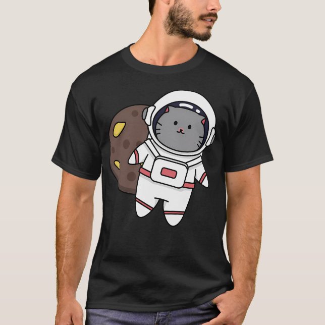 Camiseta Astronauta Gato Gordo No Espaço (Frente)