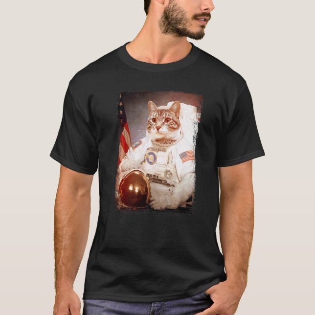 Camiseta Astronauta Gato Lua Missão Espaço Animal Astronaut (Frente)