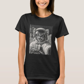 Camiseta Astronauta Gato Lua Selfie Missão Lunar Exploração