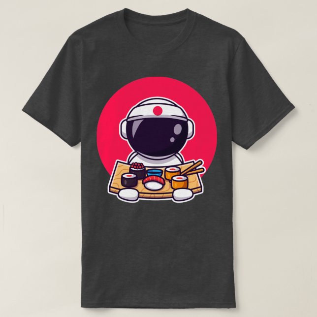 Camiseta Astronauta Gelado Comendo Sushi (Frente do Design)