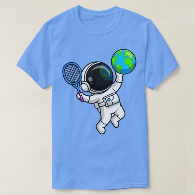 Camiseta Astronauta Gelado Jogando Tênis (Frente do Design)