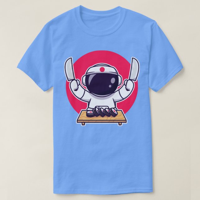 Camiseta Astronauta Gelado Sushi Com Faca (Frente do Design)