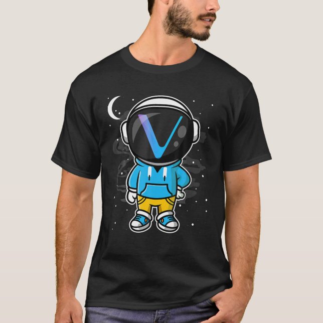 Camiseta Astronauta Hiphop Vechain VET Moin Para O Criptogr (Frente)