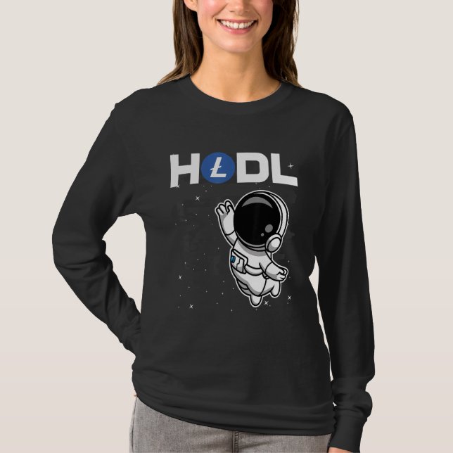 Camiseta Astronauta Hodl Litecoin Latc Moedas Para A Lâmpad (Frente)