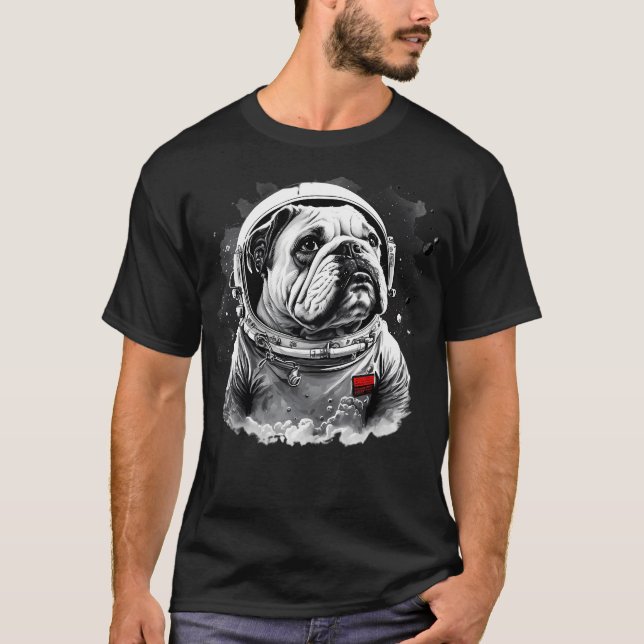Camiseta Astronauta Inglês para Bulldog (Frente)