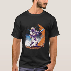Camiseta Astronauta Joga Baseball Em Fato Espacial Para