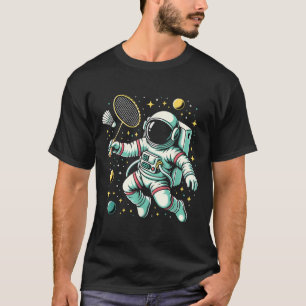 Camiseta Astronauta Jogador de Badminton Esporte Shuttle 