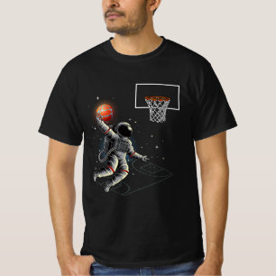 Camiseta Astronauta Jogando Basquete Dunquerdo Do Espaço