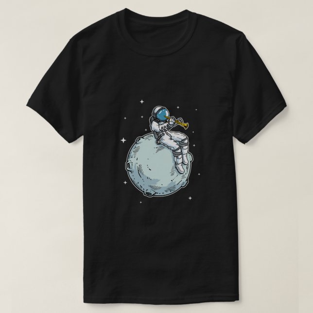 Camiseta Astronauta Jogando Clarinet Music Clarinet Lover (Frente do Design)