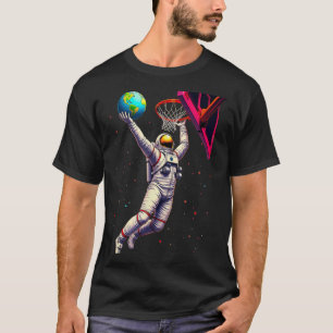 Camiseta Astronauta Jogando Planetas de Basquete Exterior