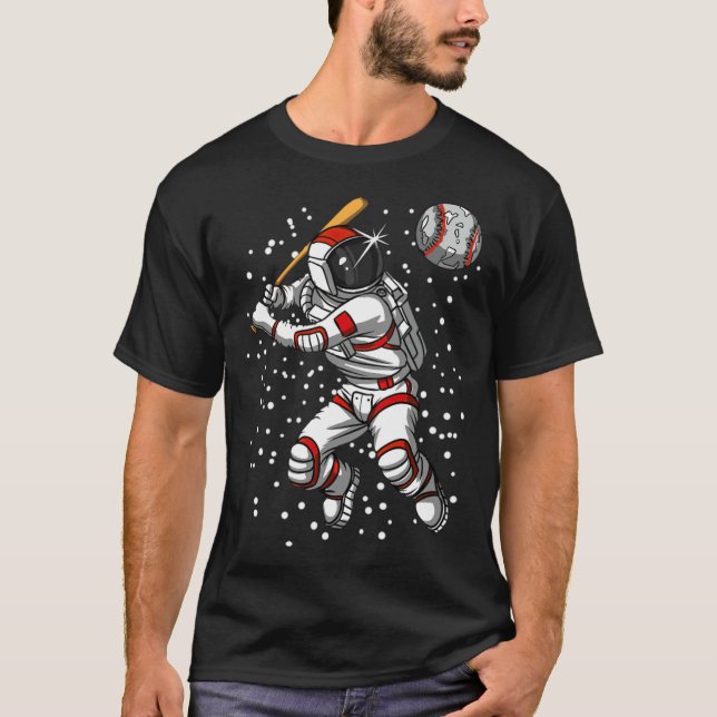 Camiseta astronauta jogando roupa de beisebol (Frente)