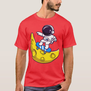 Camiseta Astronauta Jogando skate no desenho da lua