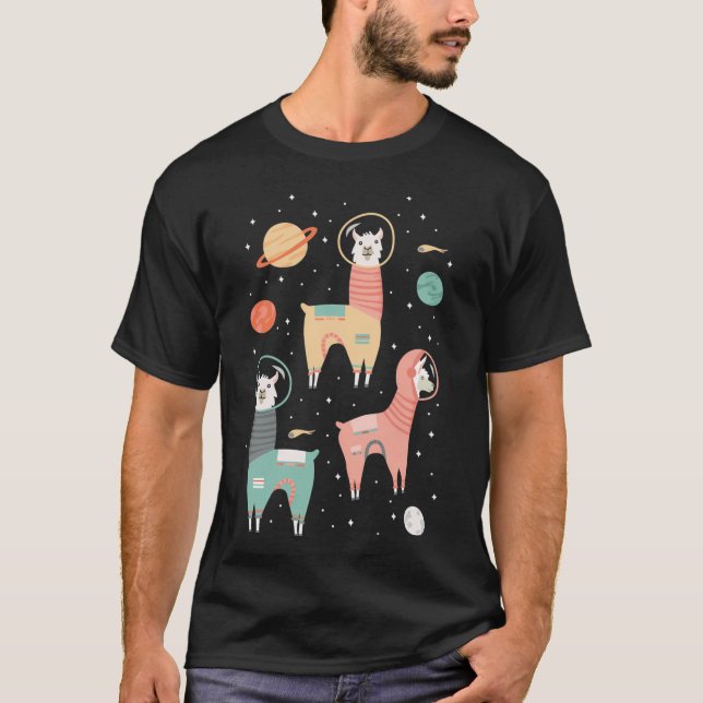 Camiseta Astronauta Lhamas No Espaço (Frente)