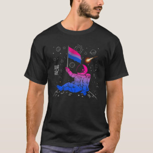 Camiseta Astronauta Lua Bissexual Flag Space LGBTQ Orgulho