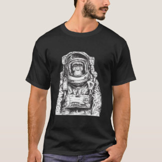 Camiseta Astronauta Macaco Chimpanzé Astronomia Cosmonauta