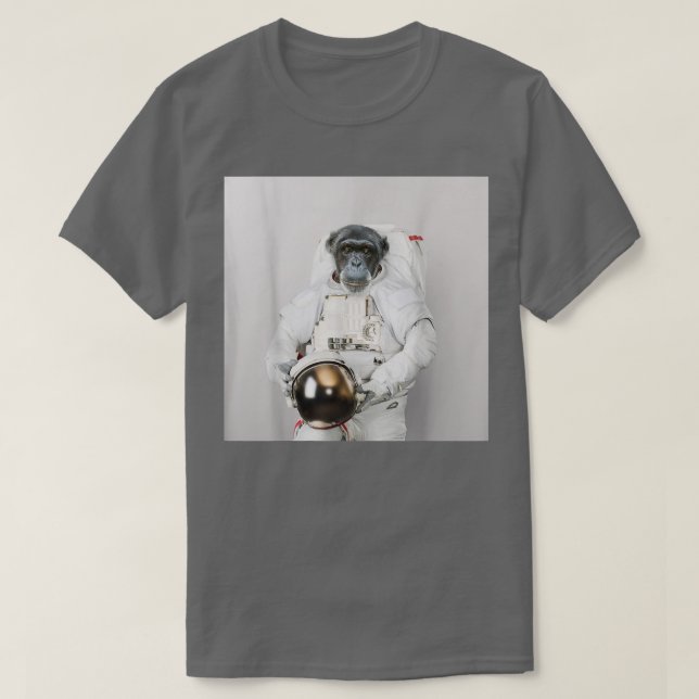Camiseta Astronauta macaco num traje espacial com capacete (Frente do Design)