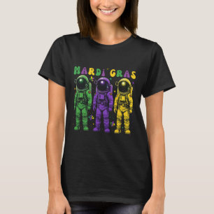 Camiseta Astronauta Mardi Gras Groovy Astronomia Nova Orlea