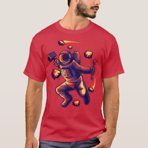 Camiseta Astronauta Mecânico Cosmonautas Espaciais Planetas