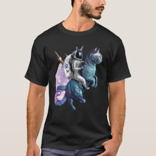 Camiseta Astronauta Montando Gato Unicórnio No Espaço