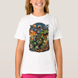 Camiseta Astronauta Montando um T-Rex – Dinossauro Espacial