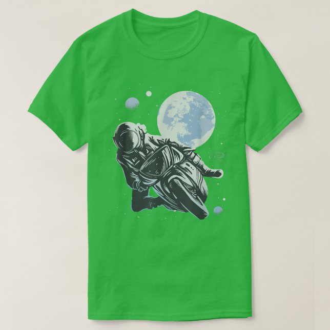 Camiseta Astronauta Moon Motorrad Biker 1077 (Frente do Design)