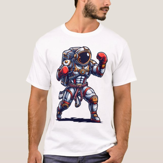Camiseta Astronauta Muay Tailandês Boxando Karate Kickboxin (Frente)