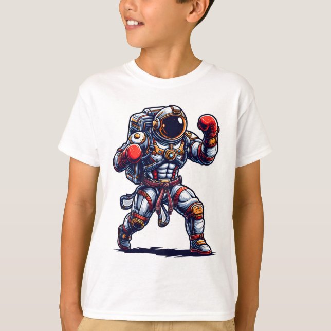 Camiseta Astronauta Muay Tailandês Boxando Karate Kickboxin (Frente)