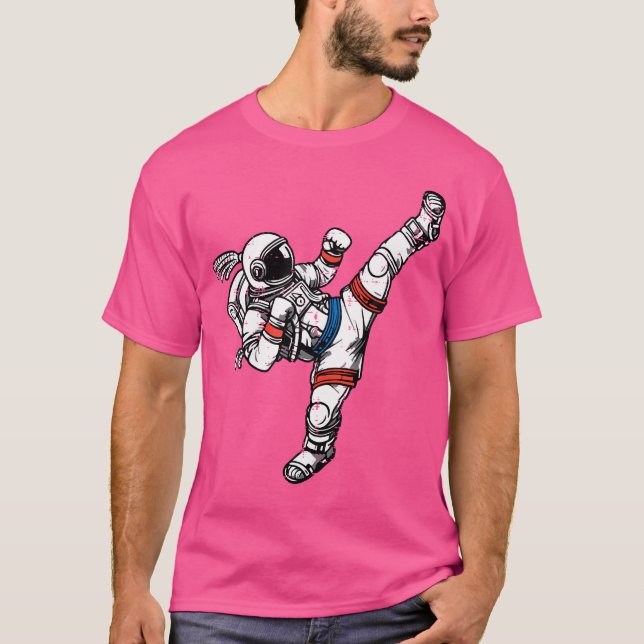 Camiseta Astronauta Muay Tailandês Combatendo Artes Marciai (Frente)