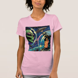 Camiseta Astronauta Mulher Encontra Alienígena Extraterrest