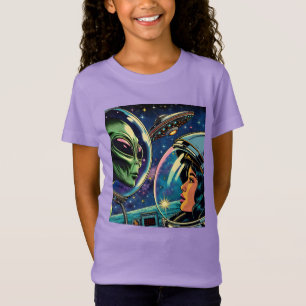 Camiseta Astronauta Mulher Encontra Alienígena Extraterrest