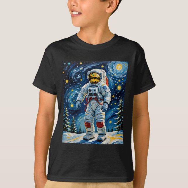 Camiseta Astronauta na Floresta de Inverno (Frente)