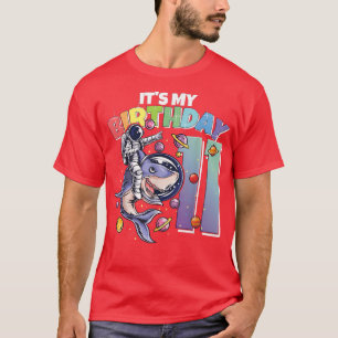 Camiseta Astronauta na Garota de Aniversário do Tubarão 11r