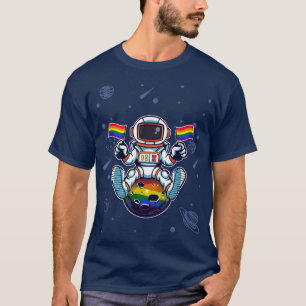 Camiseta Astronauta Na Lua Estende Orgulho Do Homem Espacia
